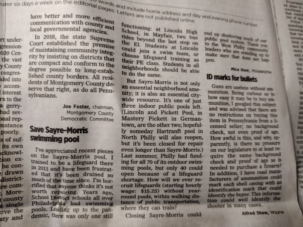 Letter to the editor, Philadelphia Inquirer 2/7/22.