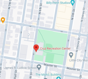 Map of the neighborhood of Cruz Plaground with marker indicating location 