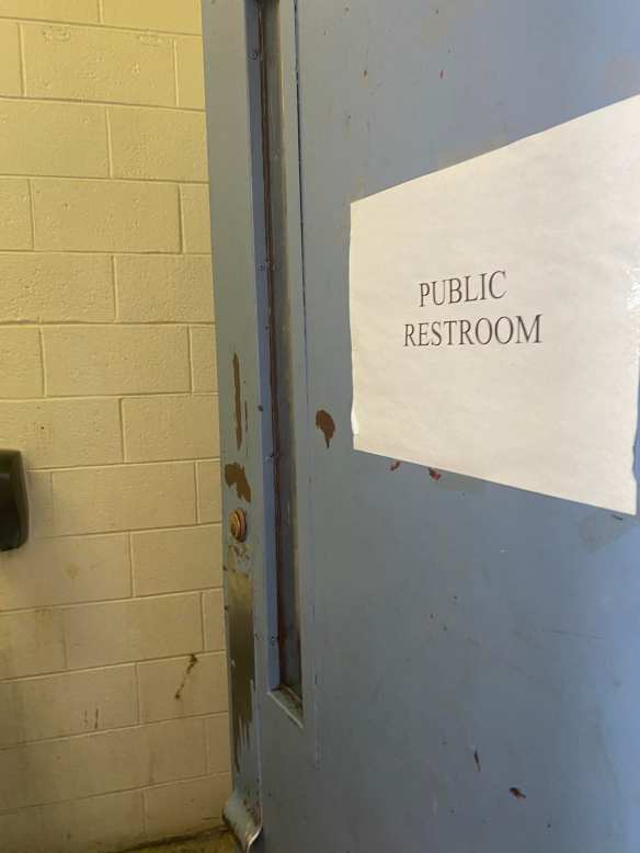 Door to poolhouse closet/ unisex restroom