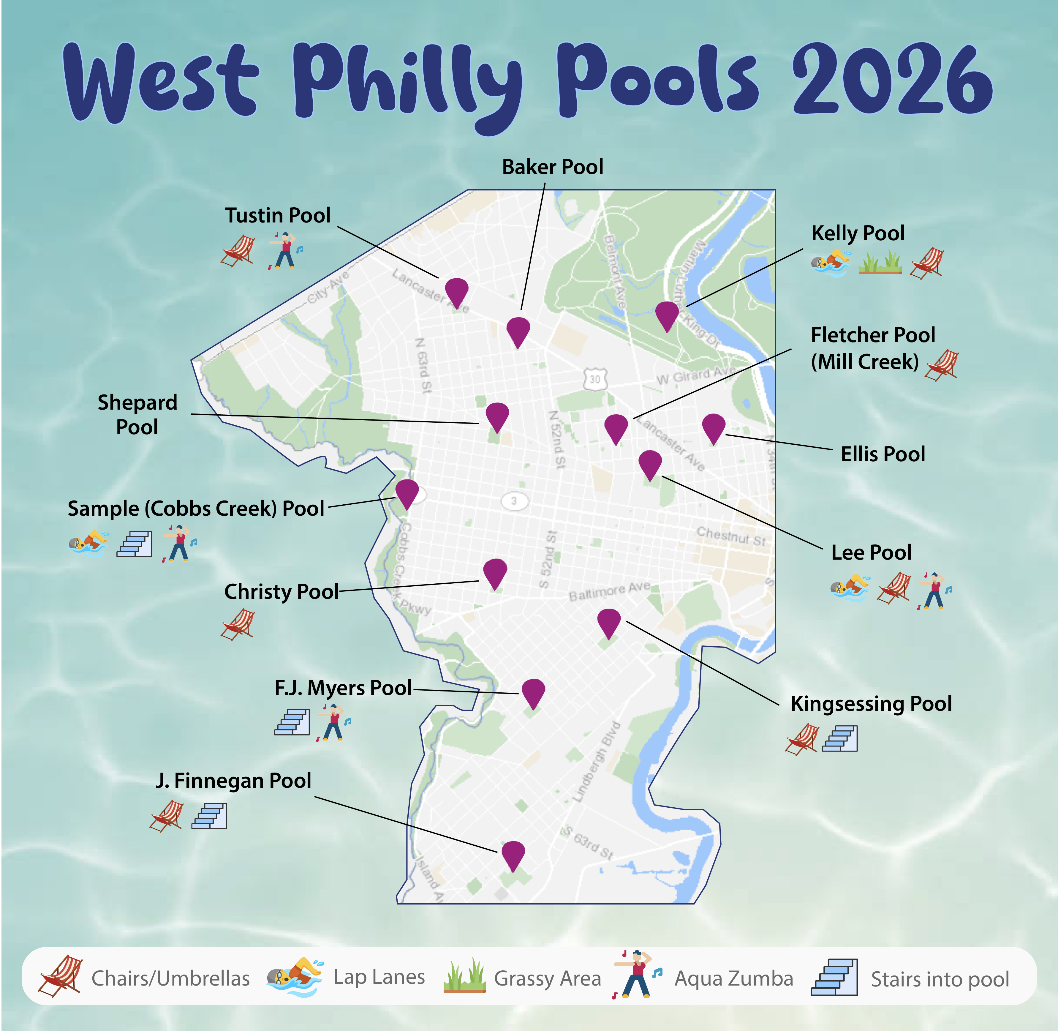 West Philly pools map
