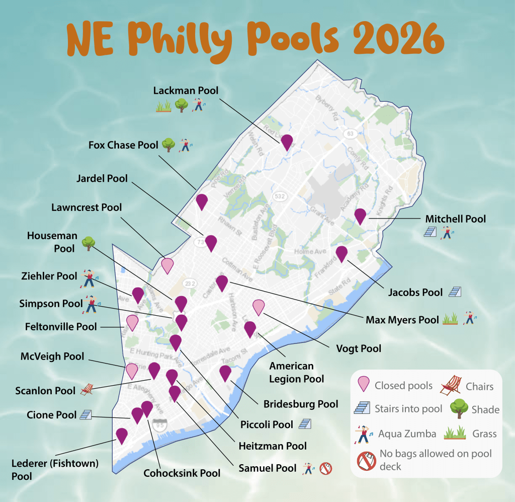 Northeast Philly pools map
